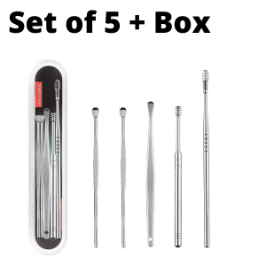 HEVEA 6 in 1 Stainless Steel Ear Cleaning Tool Set with Case Set Pembersih Telinga 6 dalam 1 Keluli Tahan Karat不锈钢掏耳清洁工具