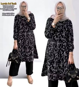 oneset tunik theya setelan tunik rayon kancing setcel crincle airflow premium