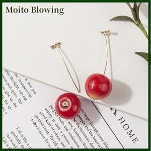Moito 1 Pair New Temperament Women Red Cherry Earrings Earrings Suitable For Women Personality Cute Office Party Earrings Charm Jewelry