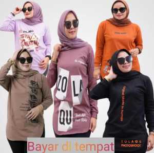 KAOS ZOLAQU TERBARU ATASAN SEMI TUNIK PAKAIAN WANITA OUTFIT CLOTHING BAJU BLOUSE BLUS CASUAL SWEATER BUSANA MUSLIM LENGAN PANJANG ZLQ TERLARIS TRENDY TERMURAH TSHIRT JUMBO SOFT COCOLATE BROWN