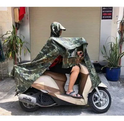 Áo Mưa Cánh Dơi Vải Dù Rằn Ri 1m4 Cao Cấp