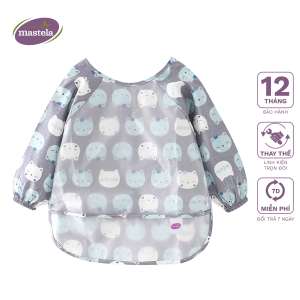 Áo yếm ăn dặm chống thấm dài tay cho bé tập ăn tập vẽ Mastela size từ 6-36 tháng