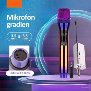 Microphone Mic Tanpa Kabel Brain Power MKF 02 / LT-128 | Mic Karaoke | Microphone Professional Wireless Double Mic | Mic Tanpa Kabel | Mikrofon Duo / Double Wireless