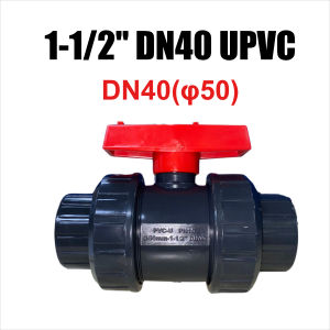 Heavy‑Duty 1‑1/2" UPVC Double Union Ball Valve DN40 Φ50 Removable Union PVC Ball Valve Easy Repair Replacement for Household Water System Pool Plumbing Accessories 7‑Day Return Available