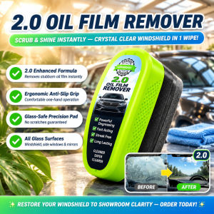 🔥HOT💥【Instant Oil Removal】Upgraded Car Glass Cleaning Brush /High-Performance Automotive Glass Cleaner (Upgraded Formula 2.0) 💕汽车玻璃油膜清洁刷去除剂💕 Effectively removes oil and grime / Leaves no residue on glass