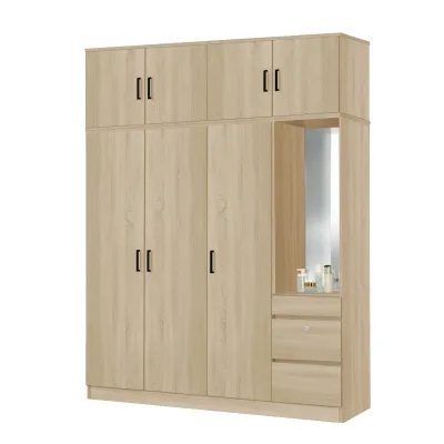 Living Mall Sabine Wardrobe Dresser Combo with Mirror and Drawers - with Top Cabinet