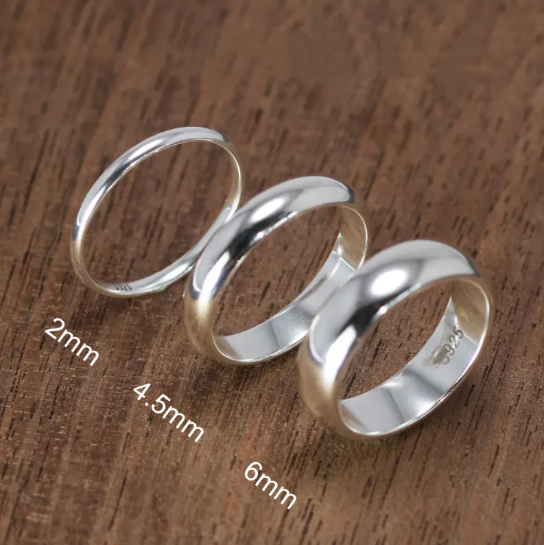 622Real Pure 925 Sterling Silver Rings For Women And Men Simple