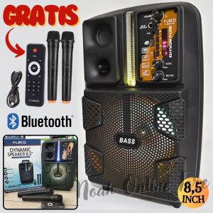 Speaker Bluetooth Fleco F-8808 LED / Speaker 85 Inch Bonus 2 Mic Wireles + Remote + Kabel Charger - Speaker Karaoke Full Bass / Speaker Bluetooth Ukuran Besar Gratis Mic Double Wireless / Salon Bluetooth Full Bass / Speaker Bluetooth Karaoke Super Bass