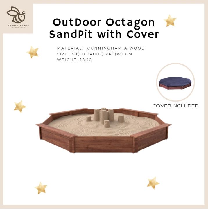 OutDoor Octagon SandPit with 8 rest bench and Cover /Anti-corrosion and ...