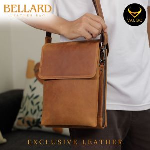 VALQO BELLARD Tas Kulit Sapi Slingbag Tas Selempang Tas Pria Laki Muat Tablet 10 Inch