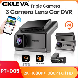 Ekleva ba thấu kính Dash Cam cho camera Ô TÔ HD 2K + 1K + 1k Đầu Ghi Video 1440p táp lô ô tô 3 máy ảnh nhìn trong đêm Dashcam DVR cho xe hơi Camara