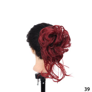 Curly donut bun with elastic band synthetic hair messy bun Wig womens extension
