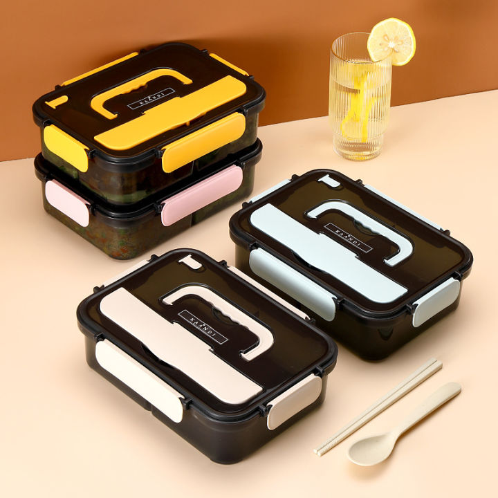 M&A PHC 3-grid Compartment Portioned Lunch Box with Tableware Container ...