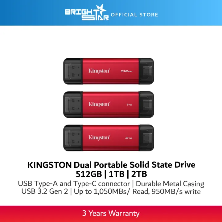 KINGSTON Dual Portable Solid-State Drive - 512GB/1TB/2TB