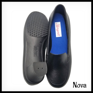 Mainewood Margaret Nova Ladies waterproof 1 inch wedge heels casual black shoes