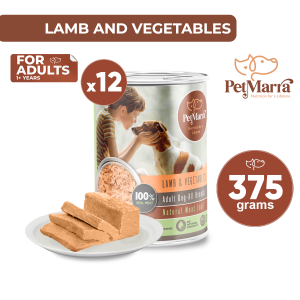 PetMarra Natural Meat Loaf Adult Dog Wet Food Can Lamb with Vegetables Flavor 375g BUNDLE of 12 dogs foods all breeds