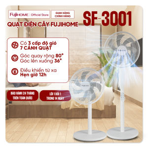 Quạt điện cây đặt sàn 7 cánh FUJIHOME SF3001 Nhập Khẩu quạt mát để bàn 3 chế độ gió điều khiển từ xa cảm ứng