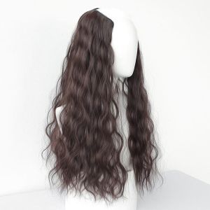 BAIXL Brown Fasion Party Synthetic Women Hair Accessories Natural Increase Hair Volume Heat Resistant Fiber Wave Hair Piece One-pieces Clip Wig Long Curly Hair Hair Extension