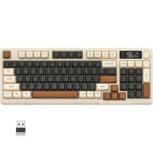 FREE WOLF M96 Wireless Mechanical Keyboard – Bluetooth/2.4G Dual Mode Gradient Keycaps OLED Screen Long Battery Life