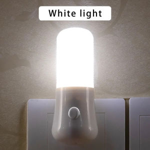 US PlugNight Lights LED Night Light Push Button Switch Bedroom Bedside Lamp Corridor Home Decor Wall Socket Cool Warm White Lamp