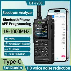 BinTolk BT7700 Walkie Talkie Portable Full Band Bluetooth Programmer Noise Reduction Spectrum Analyzer AM FM NOAA Two Way Radio