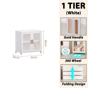 Encora Multilayer 2 Door Box Stackable Foldable Storage Box Wardrobe Storage Cabinet With Wheel Kotak Baju Lipat