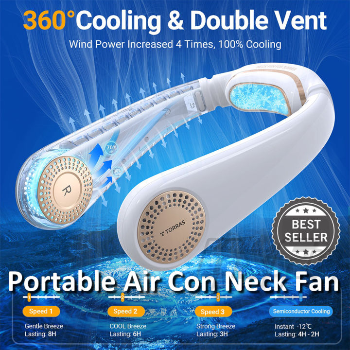 TORRAS Coolify Portable Air Conditioner Neck Fan 4000 mAh Rechargeable White authentic