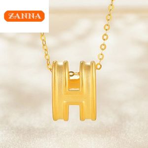Rantai emas 916 original fashionable and high-end letter H necklace