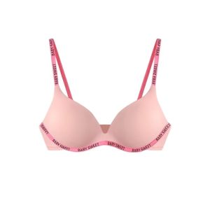 HEALMEYOU Ultra-thin Letter Wireless Bra 3/4 Cup Adjustable Strap Deep V Seamless Bra Sweety Anti-slip Push Up Bra Women