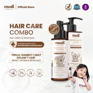 Moell Hair Care - Hair Lotion 100ml & Shampoo 185gr - Menumbuhkan & Melebatkan Rambut Bayi & Anak - Panax GinsengKemiri Biotin - Skincare Bayi Formulasi Dokter- Perawatan Rambut Bayi dan Anak