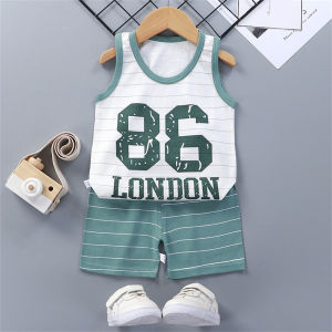 AILEBE Kids Sets Pure Cotton Sando Shorts Set Soft Delicate Skin-Friendly Summer Wear Thin Breathable Comfy Vest Set Cute Ribbed/Cartoon Print Style Pambahay OOTD For Baby Boys Girls 1-8 Years