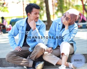 Jaket Jeans Pria Wanita Denim Oversize Cewek Cowok Size M L XL Jumbo (Harga tertera untuk 1 Pcs)