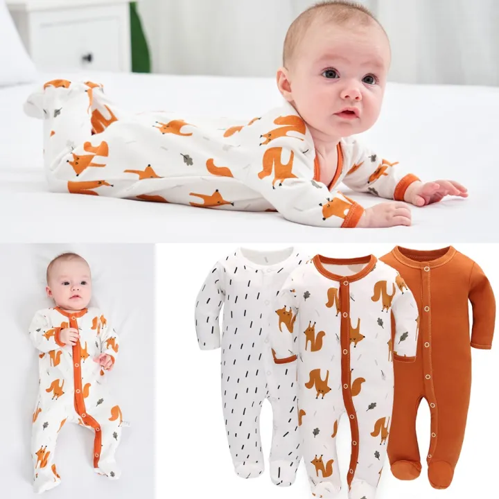 Newborn Baby Clothes Button Long Sleeve Baby Rompers Cotton Bodysuit for Boys and Girls NB 18M Cute Fashion Pattern Lazada PH