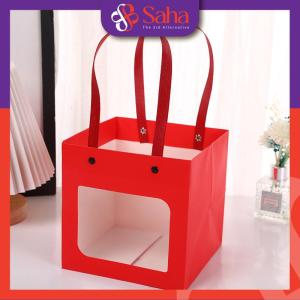 Túi giấy có cửa sổ hình vuông có 2 mắt 3 kích thước 10 12 15 cm