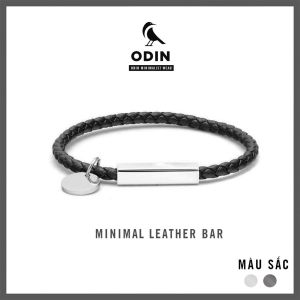 Vòng tay da ODIN - Minimal Leather Bar khóa nam châm - Tặng kèm nhẫn TITAN