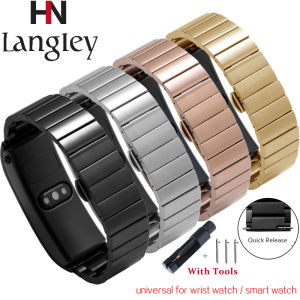 Cứng Không Gỉ Đồng Hồ Thép Phát Hành Nhanh 16Mm 18Mm 20Mm 22Mm Cho Huawei B5 B3 Cho Gear S2 S3 Với Nút Bấm Bướm Đôi