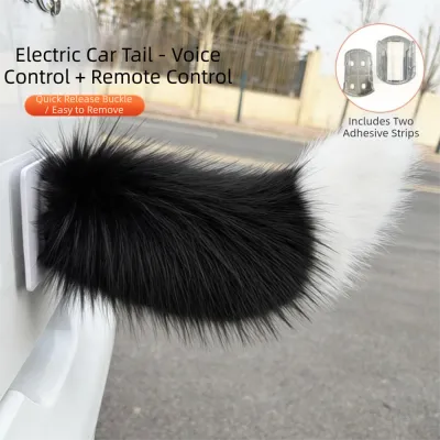 MINOA Rechargeable Remote Control Wagging Tail Fluffy Plush Self-adhesive Sound Activated Moving Tail Wagging Tail Realistic Movement Electric Moving Tail Car Exterior Decor