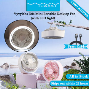 Vyvylabs D04 Desktop Fan with LED Light Portable 1800mAh High-Speed Mini Fan 3 Speed Adjustable for Office Home Outdoor Car Desktop