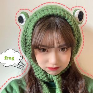 Winter Cute Frog Cap Crochet Knitted Hip-hop Cap Photography Prop Party Costume Beanie Hat for Women Gift [Lady Sugar]