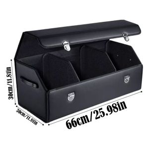 LUQIU Multi-purpose Car Trunk Storage Vehicle Organizer PU Leather Foldable Car Boot Organiser Portable with Lock Car Storage Box
