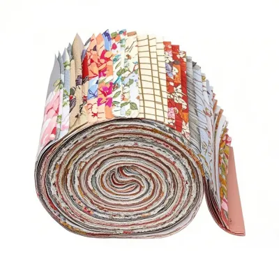 ELFINL 42 Sheets Creative Precuts Fabric Jelly Rolls Vintage Floral Colorful Floral Printed Fabric Pretty Cut Strips Mixed Color Series Patchwork Fabrics Handmade Accessories