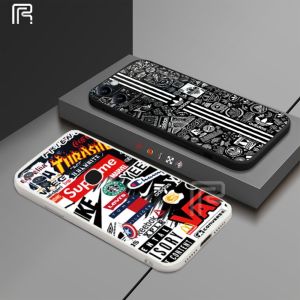 (Lokal Ready) Casing hp Vivo IQOO Z7X V27e V25 V25e V19 V9 V21 V20 V23e Y85 S1 S1 Pro Logo Trendy Graffiti Pribadi Dengan Kasus Telepon Silikon Tepi Lurus Softcase