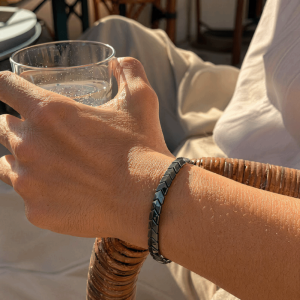 GENENIC Diamond-shaped Black Gallstone Bracelet Elastic Thread Elegant Wristband Jewelry Trendy Style Exquisite Natural Stone Hand Accessory Birthday Gifts