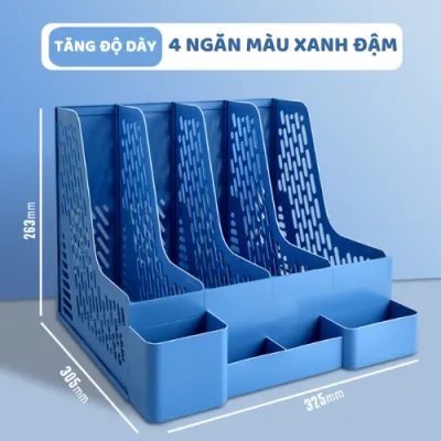 Kệ đựng sách - khay kệ đựng tài liệu văn phòng - Kệ đựng tài liệu để bàn A4 văn phòng phẩm 4 ngăn