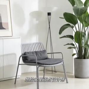 UrbanSpace SG- Thick Iron Outdoor Chair Rust-Proof Waterproof Single Chair Sun Room Japanese Style Courtyard Leisure Backrest Chair with Soft Cushion
