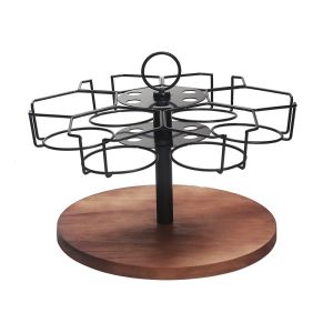 HJKL Durable Rotatable Cup Holder 6 Slots Non-slip Base Water Bottle Organizer Practical with Handle Drinkware Stand Cup Accessories