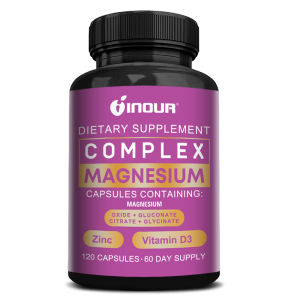 Magnesium Complex Capsules with Glycinate Citrate Zinc Vitamin D3 60 Day Supply Supplement