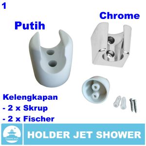 Holder Jet Shower Closet Gantungan Jet Shower Cebok Kloset Toilet Duduk Hanger Putih Bidet Chrome