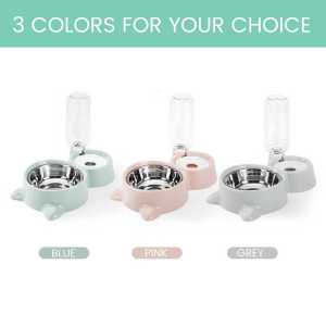 Pet Feeding Double Bowls Automatic Water Drinking Fountain And Stainless Steel Food Feeder