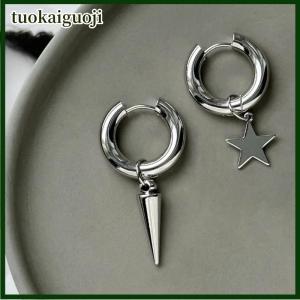 tuokaiguoji ต่างหูแฟชั่นจี้รูปดาวหัวใจแบบอสมมาตรสำหรับผู้หญิงต่างหูแบบหัวเข็มขัดรูปทรงเรขาคณิตแบบเรียบง่ายของขวัญเครื่องประดับ